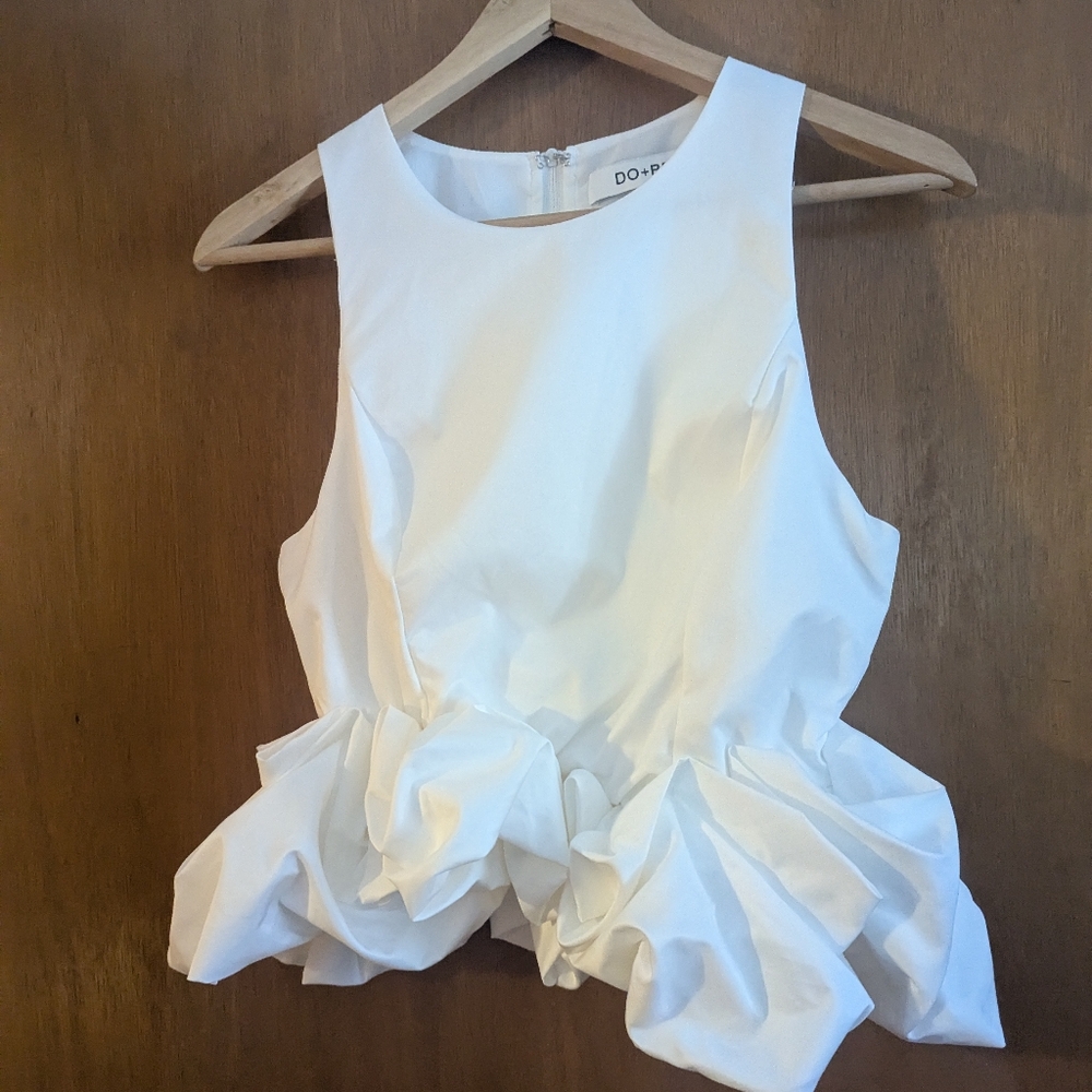 DO+BE White Sleeveless Top with Poofy Peplum Ruffle Detail - Picture 3 of 4